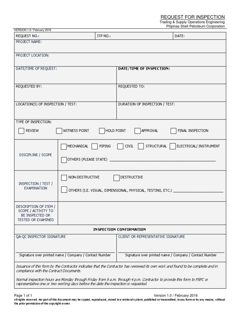 Request For Inspection | PDF | Computers | Technology & Engineering