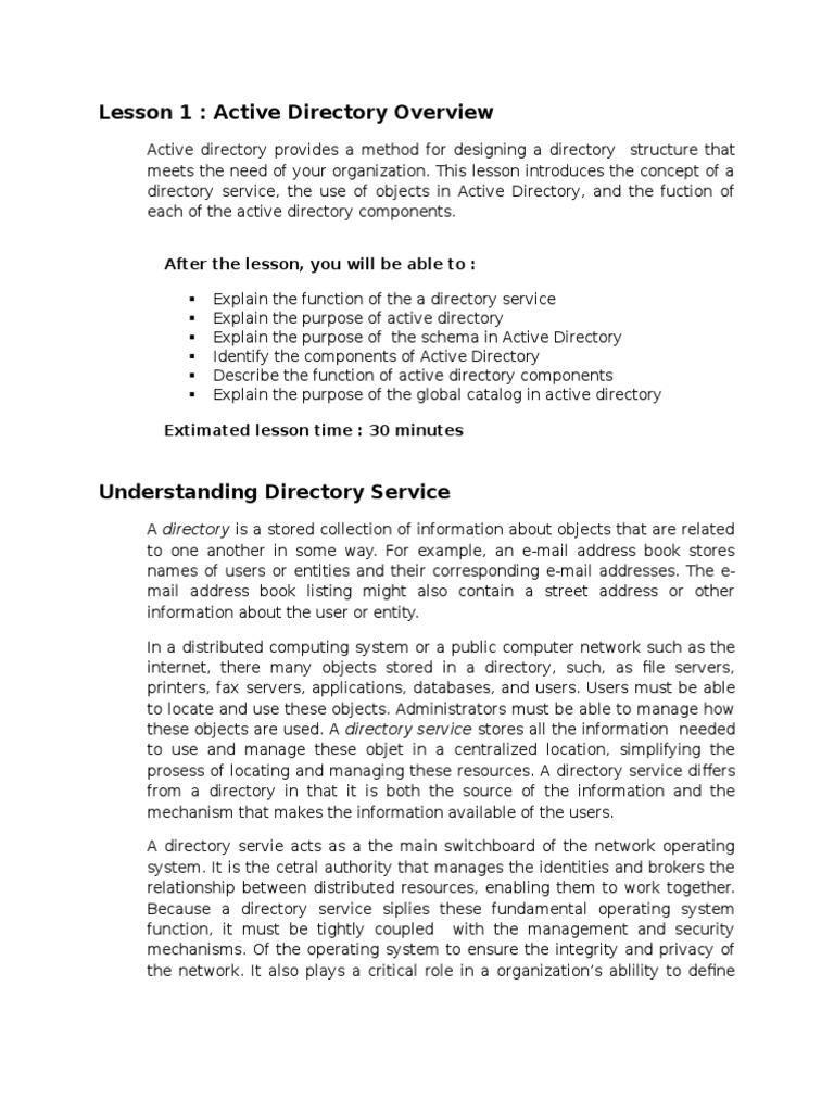 Active Directory Overview and Functions | PDF | Active Directory ...