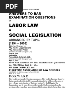 Labor Law Social Legislation: Answers To Bar Examination Questions