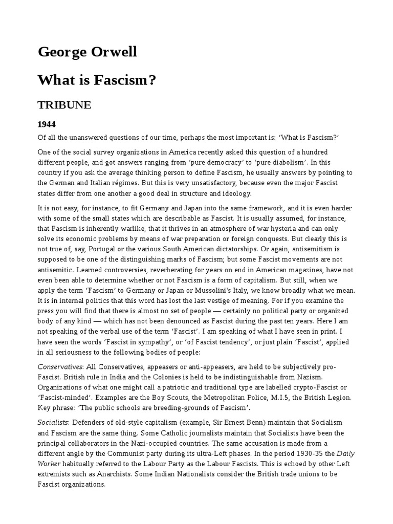 orwell fascism essay