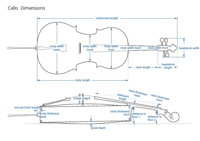 Cello Dimensions Fretboard Length Neck Thickness Front Neck Thickness