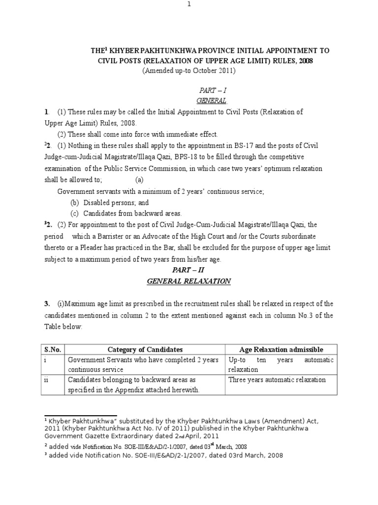 Relaxation of Upper Age Limit PDF Government Justice