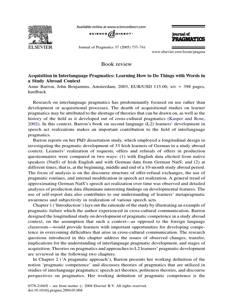 Acquisition of Pragmatics | PDF | Second Language Acquisition ...