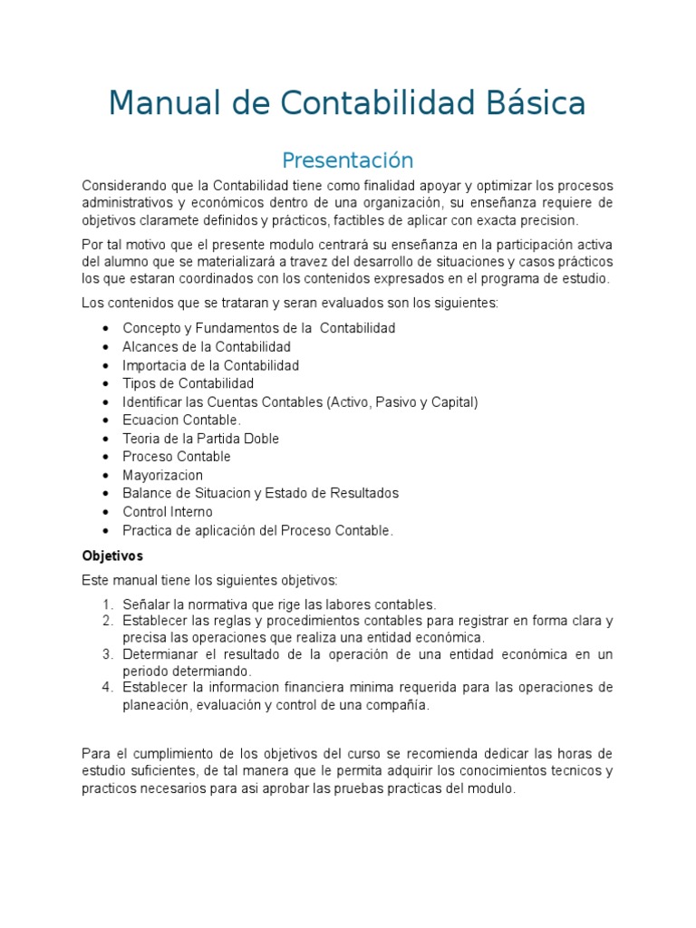 Manual de Contabilidad Parte1 | PDF | Principios contables generalmente ...