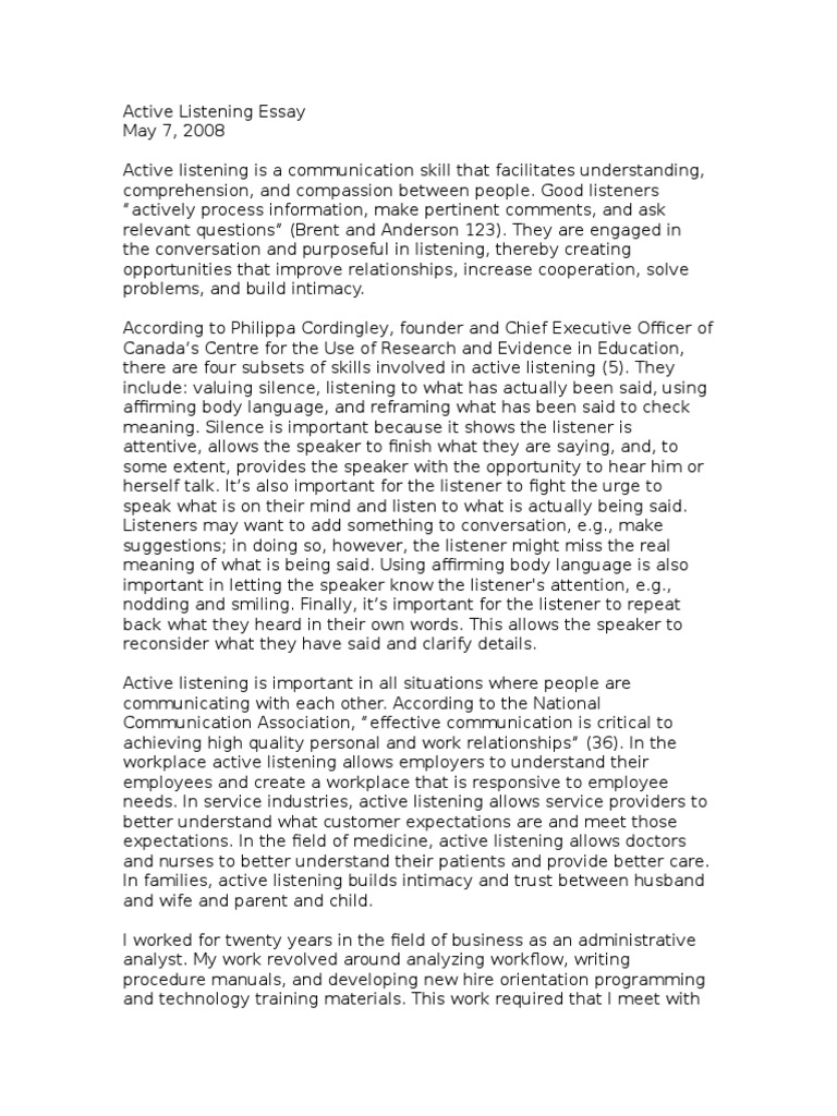 essay on listening skills