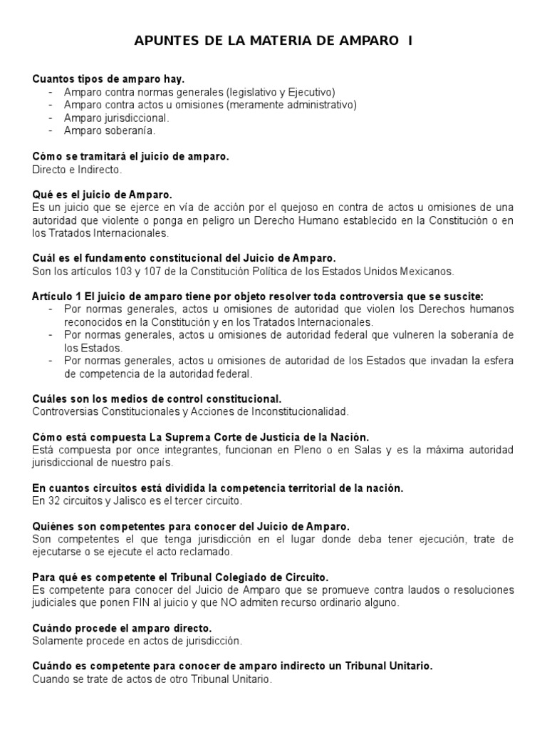 Tipos y Procedimientos del Amparo | PDF | Jurisdicción | Constitución