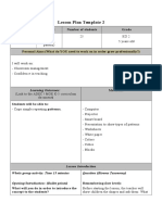 Lesson Plan Template 2: Date Subject Number of Students Grade