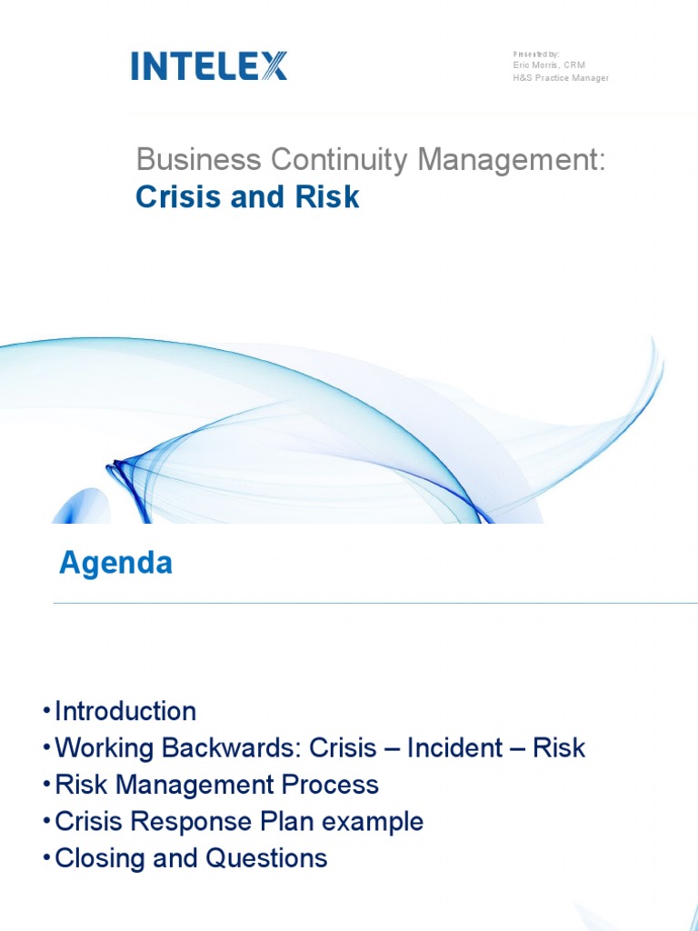 Eric Intelex Risk Management | PDF | Business Continuity | Risk