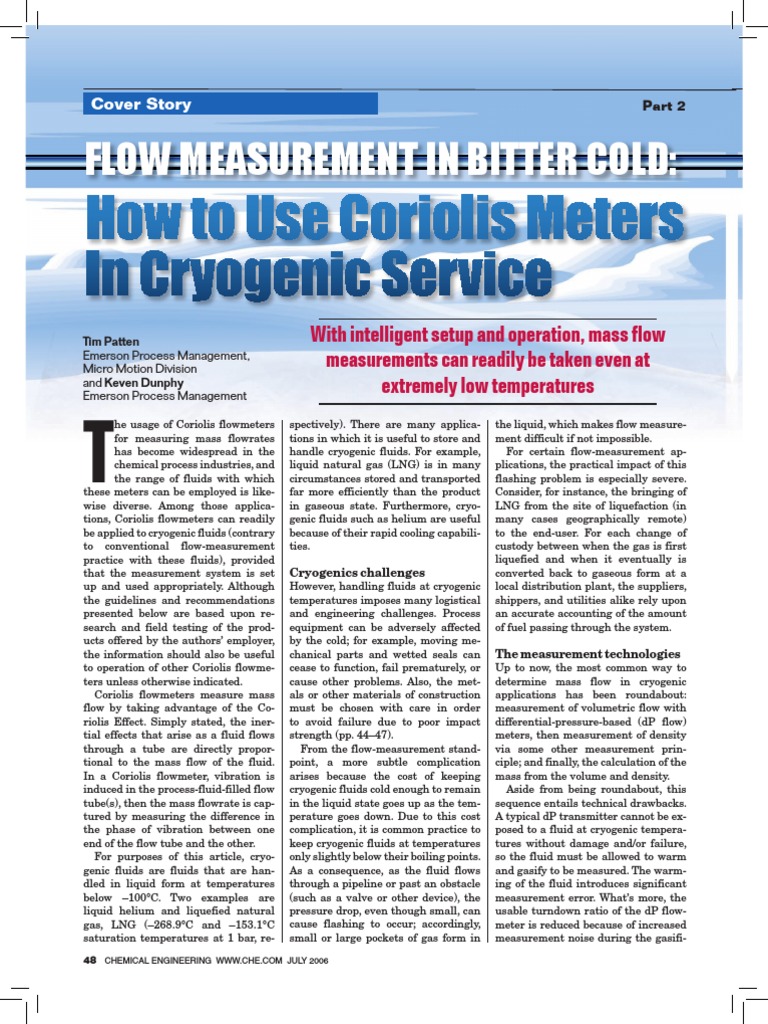How To Use Coriolis Meters in Cryogenic Service Flow Measurement in Bitter Cold PDF