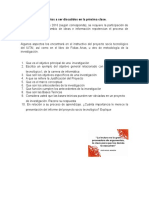 Aspectos a Ser Discutidos en La Próxima Clase 9 ó 10