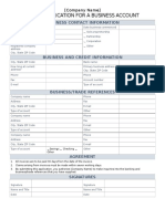 Credit Application For A Business Account