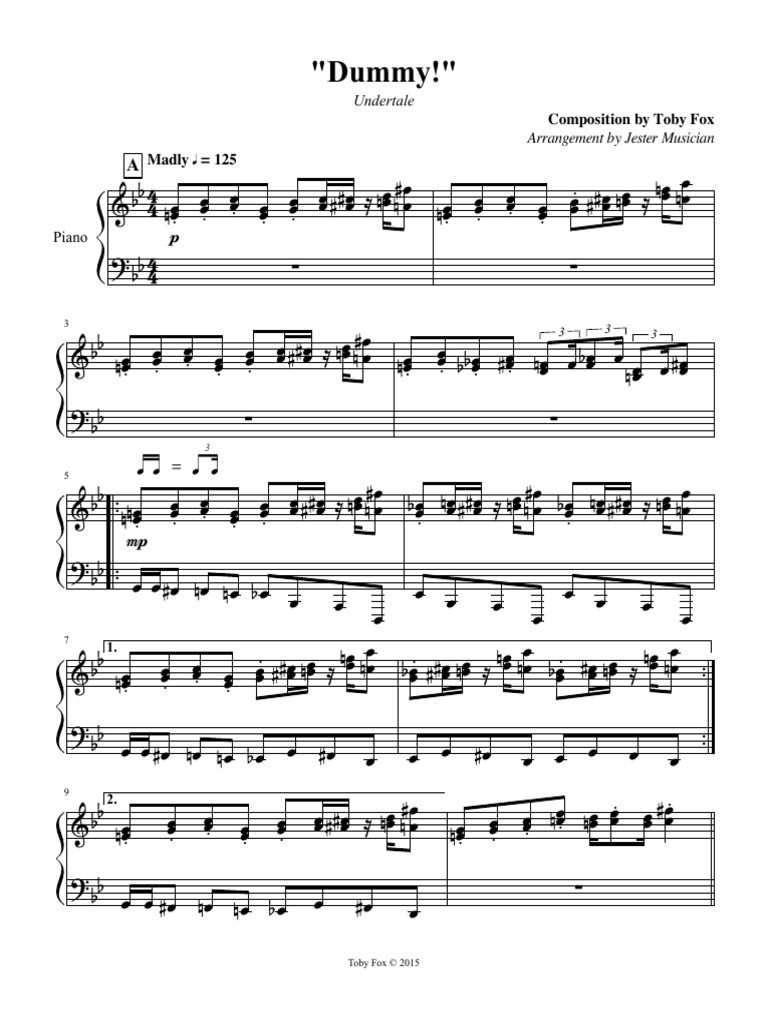 Undertale - Dummy Piano Sheet Music