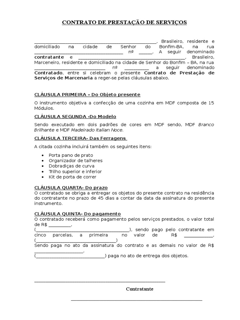 Contrato De Prestação De Serviços Pdf