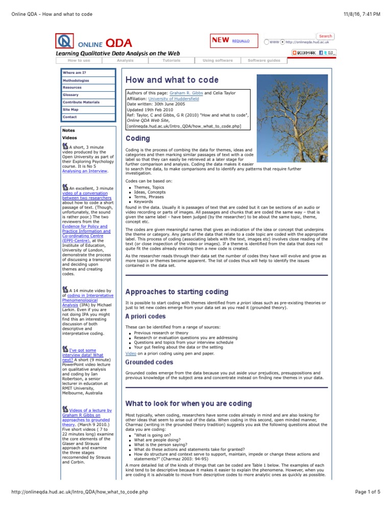 Online QDA - How and What To Code | PDF | Qualitative Research | Cognition