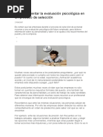 Cómo Enfrentar La Evaluación Psicológica en Un Proceso de Selección