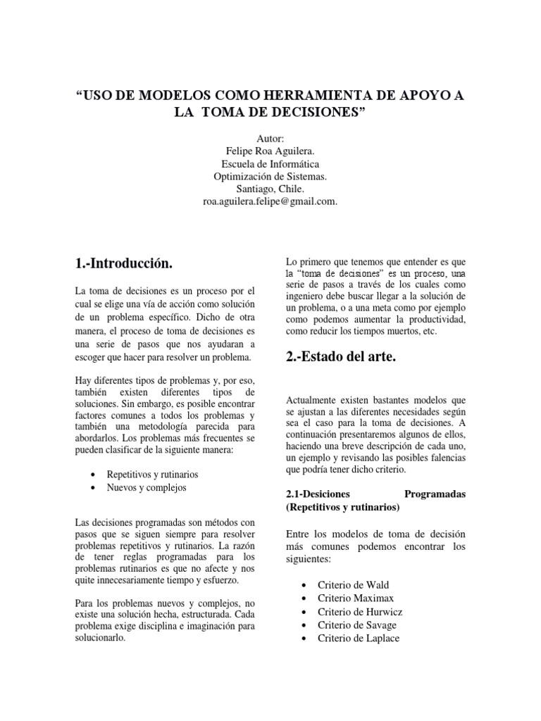 Modelos para la Toma de Decisiones | PDF | Lluvia de ideas | Toma de ...