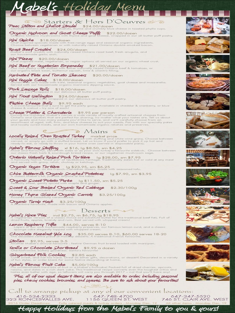 Holiday Catering Menu by Mabel's | PDF | Eating Behaviors Of Humans ...