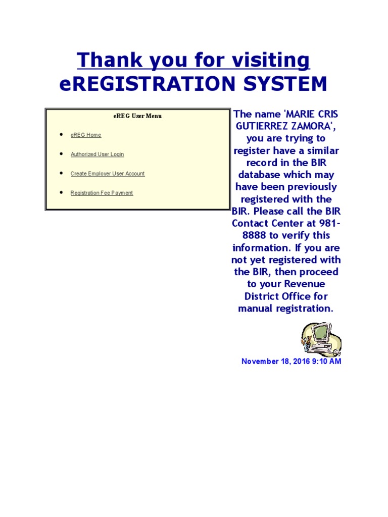 eREG User Guide for BIR Registration | PDF