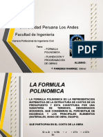 Formula Polinomica, Planeación y Programación de Obras