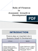 The Role of Finance In: Economic Growth & Development