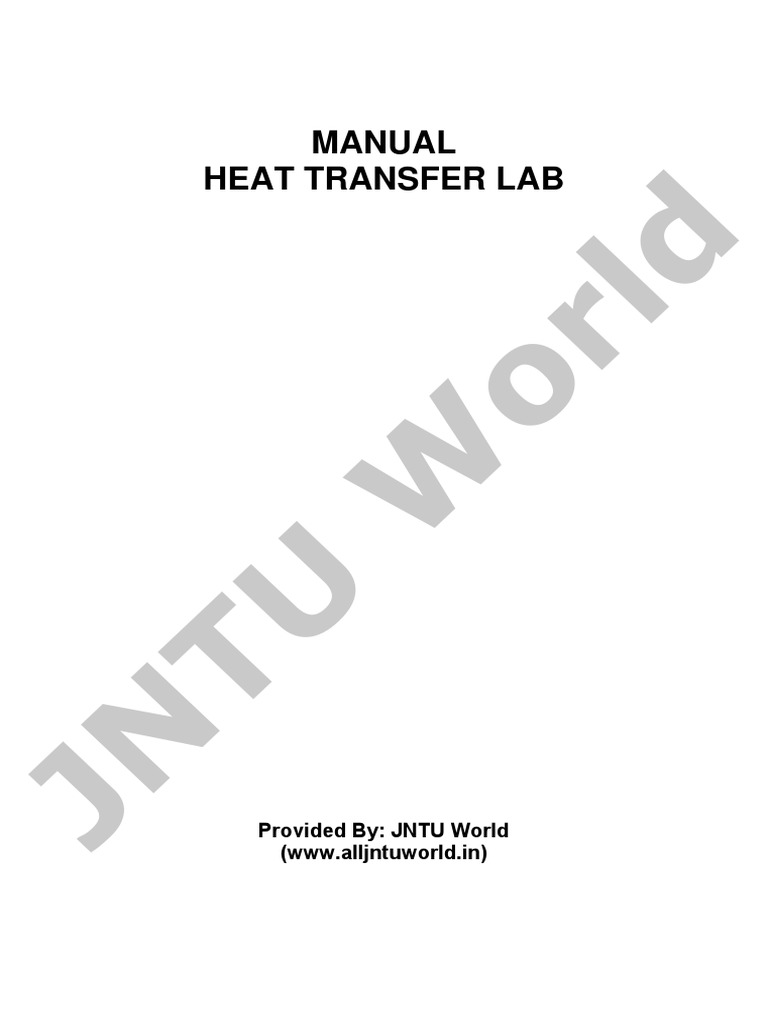 Heat Transfer Lab Manual: Experiments Guide | PDF | Heat Transfer ...