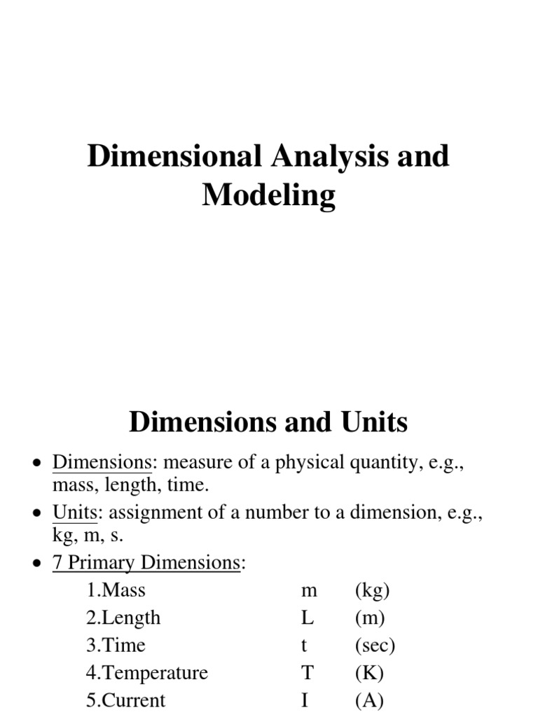Dimensional Analysis PDF PDF Experiment Force