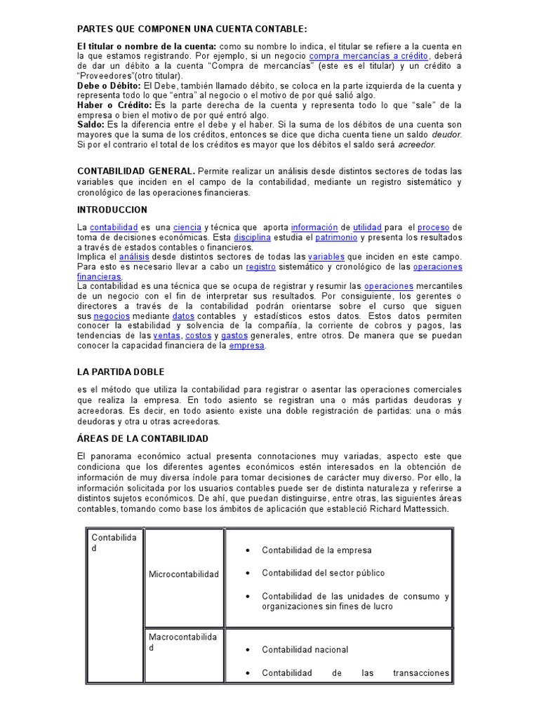 Partes Que Componen Una Cuenta Contable | Contabilidad | Business