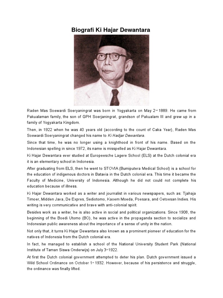 Biografi Ki Hajar Dewantara.docx | Indonesia | Military