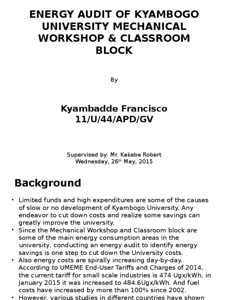 Energy Audit of Kyambogo University | PDF | Efficient Energy Use ...