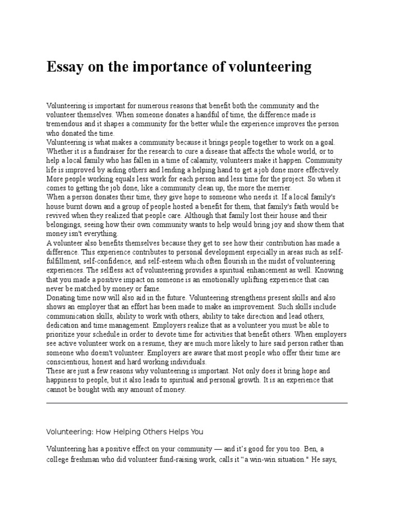 argumentative essay volunteering