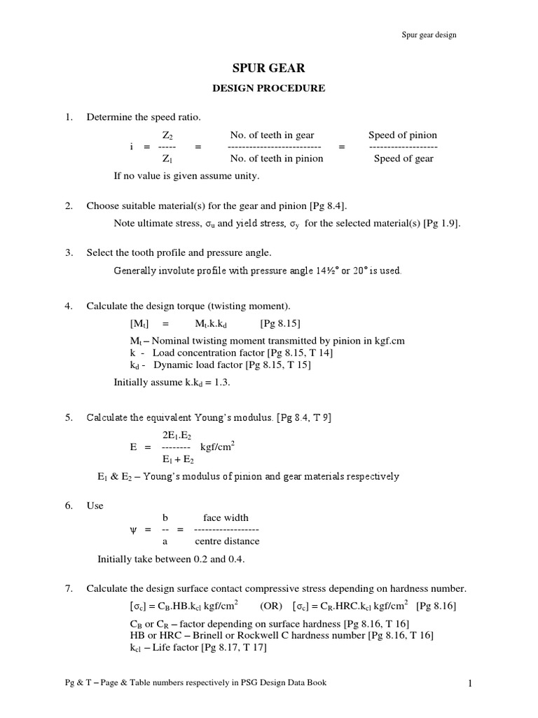 Spur Gear Design PDF Gear Hardness
