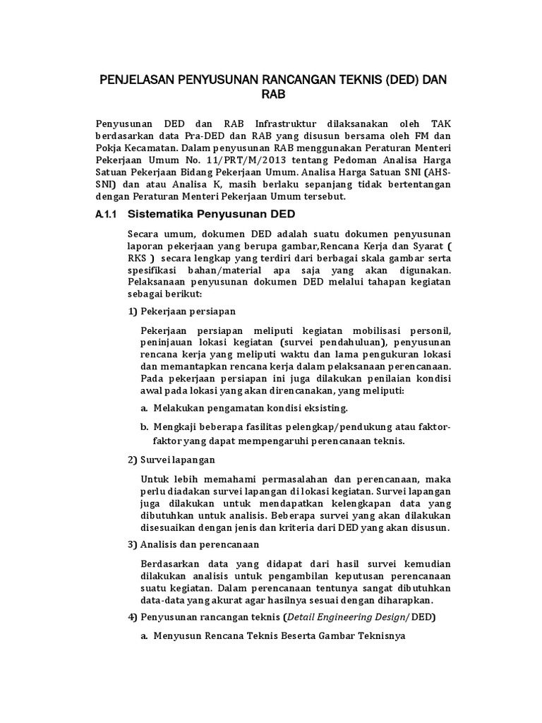 Panduan Penyusunan DED dan RAB Infrastruktur | PDF | Seni | Komputer
