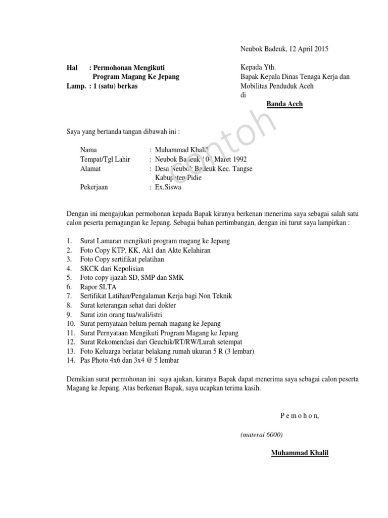 Proposal Pengajuan Magang Ke Super Market - qwlearn