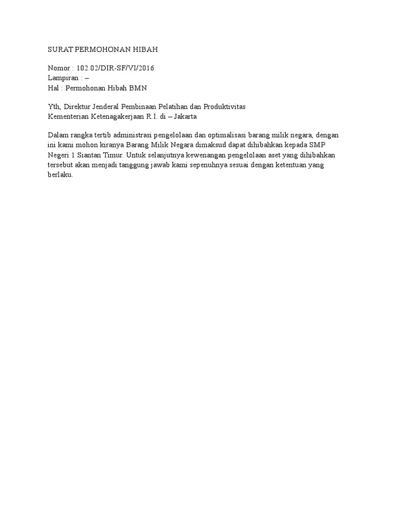 Surat Permohonan Hibah