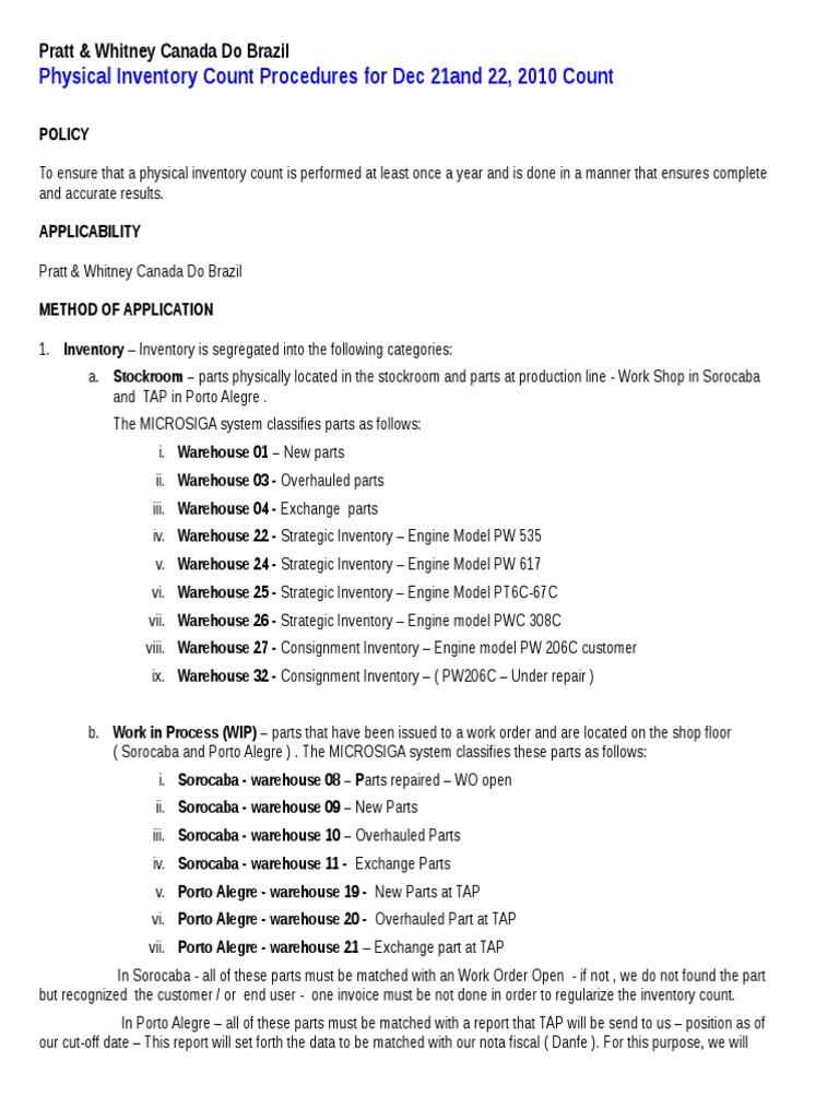 Physical Inventory Count ProceduresDec 21 and 22.2011 Audit