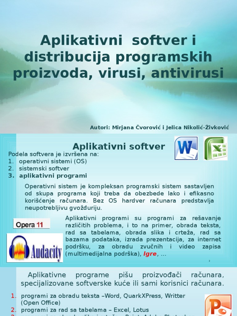 Aplikativni Softver I Distribucija Programskih Proizvoda Virusi | PDF