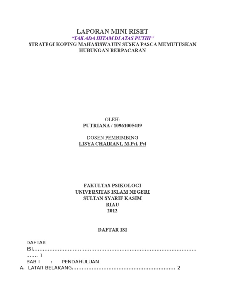 Laporan Mini Riset Laporan Mini Riset