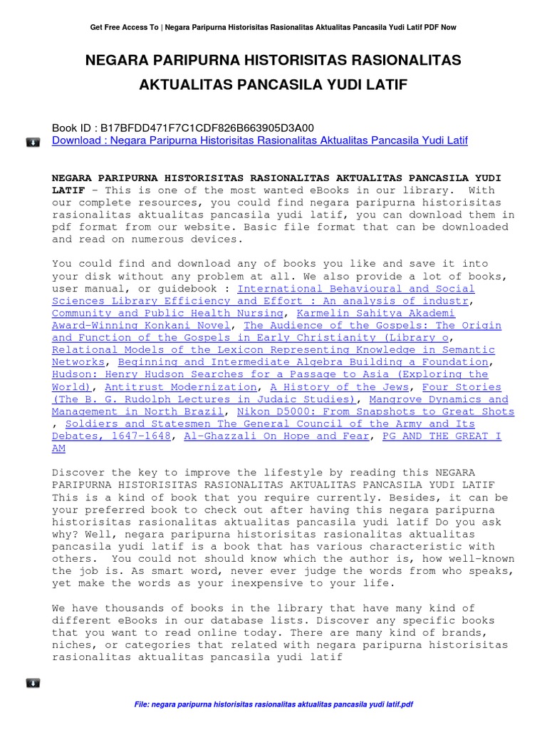 Negara Paripurna Historisitas Rasionalitas Aktualitas Pancasila Yudi