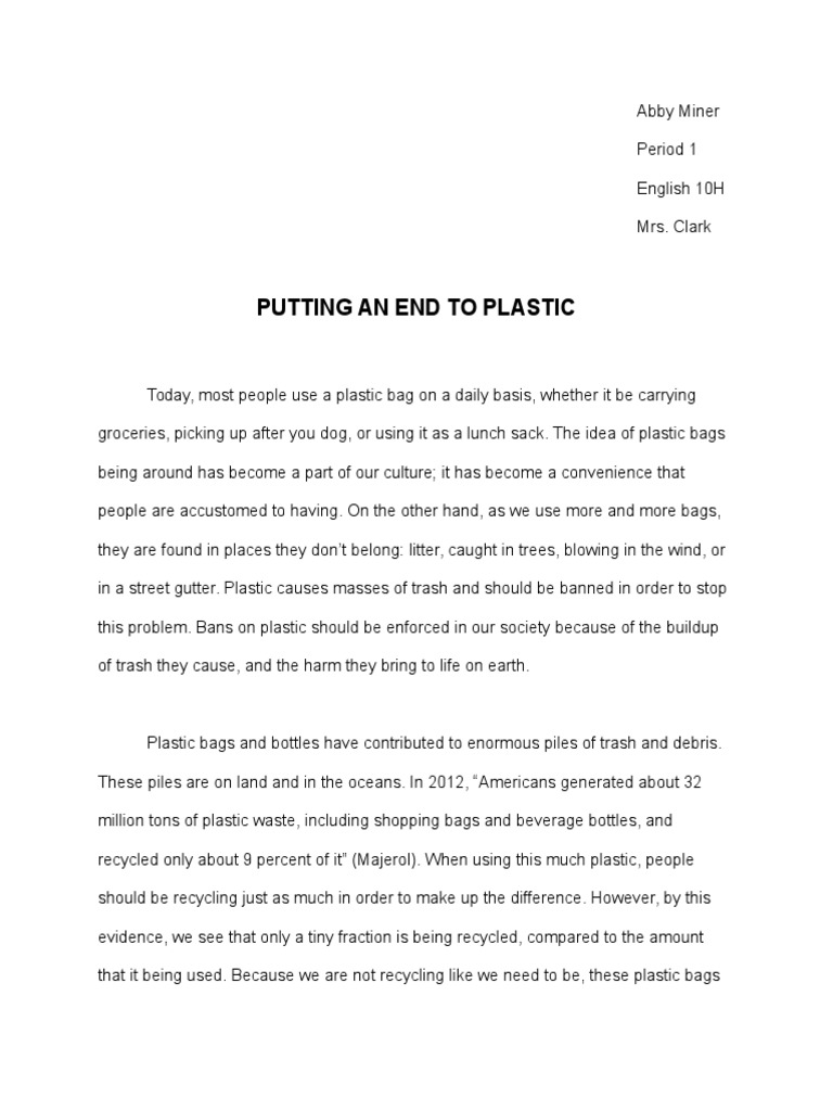 thesis statement of plastic pollution