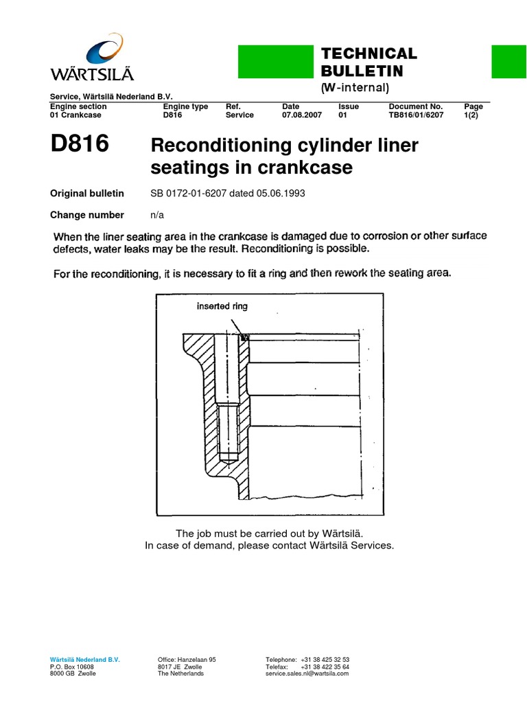 Reconditioning Cylinder Liner Seatings in Crankcase Qb'ekf' I