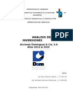 Análisis de inversiones en acciones Domínguez & Cía, S.A. 2012-2016
