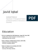 Javid Iqbal: Assistant Professor