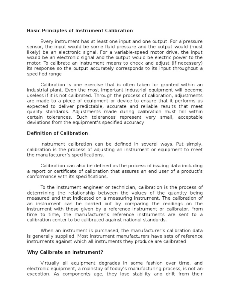 Instrument Calibration Basics Explained | PDF | Measuring Instrument ...