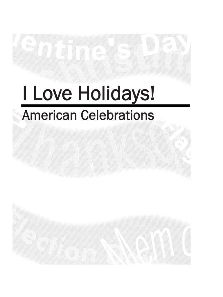 I Love Holidays American Celebrations Contents and Sample Unit PDF
