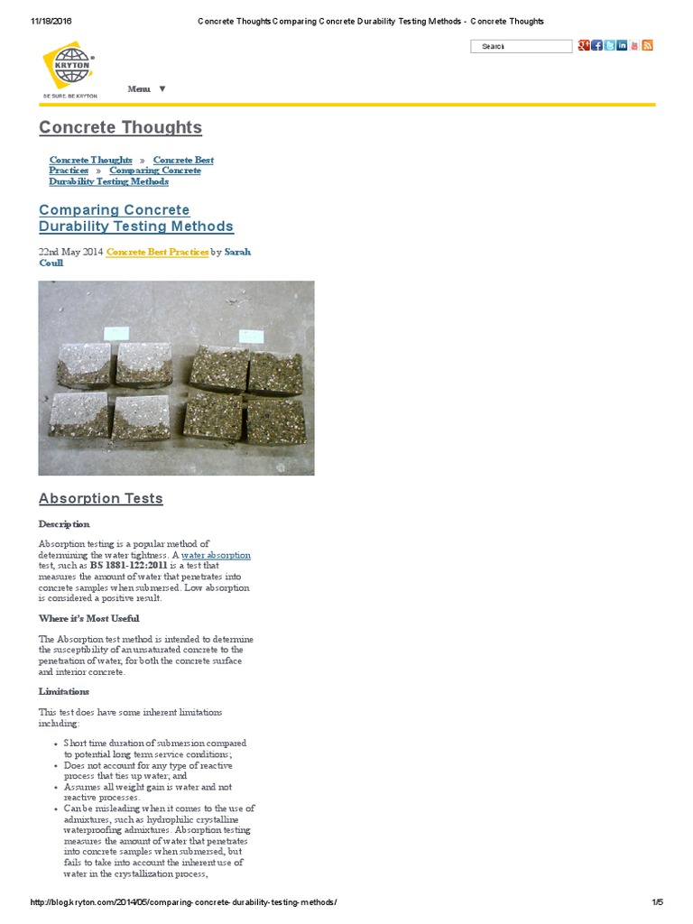 Comparing Concrete Durability Testing Methods Concrete Chemistry