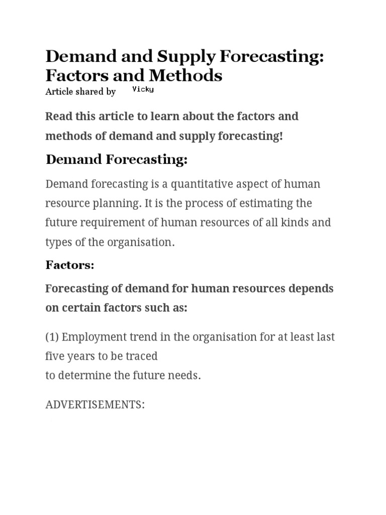 HR Demand and Supply Forecasting Methods | PDF | Forecasting | Turnover ...