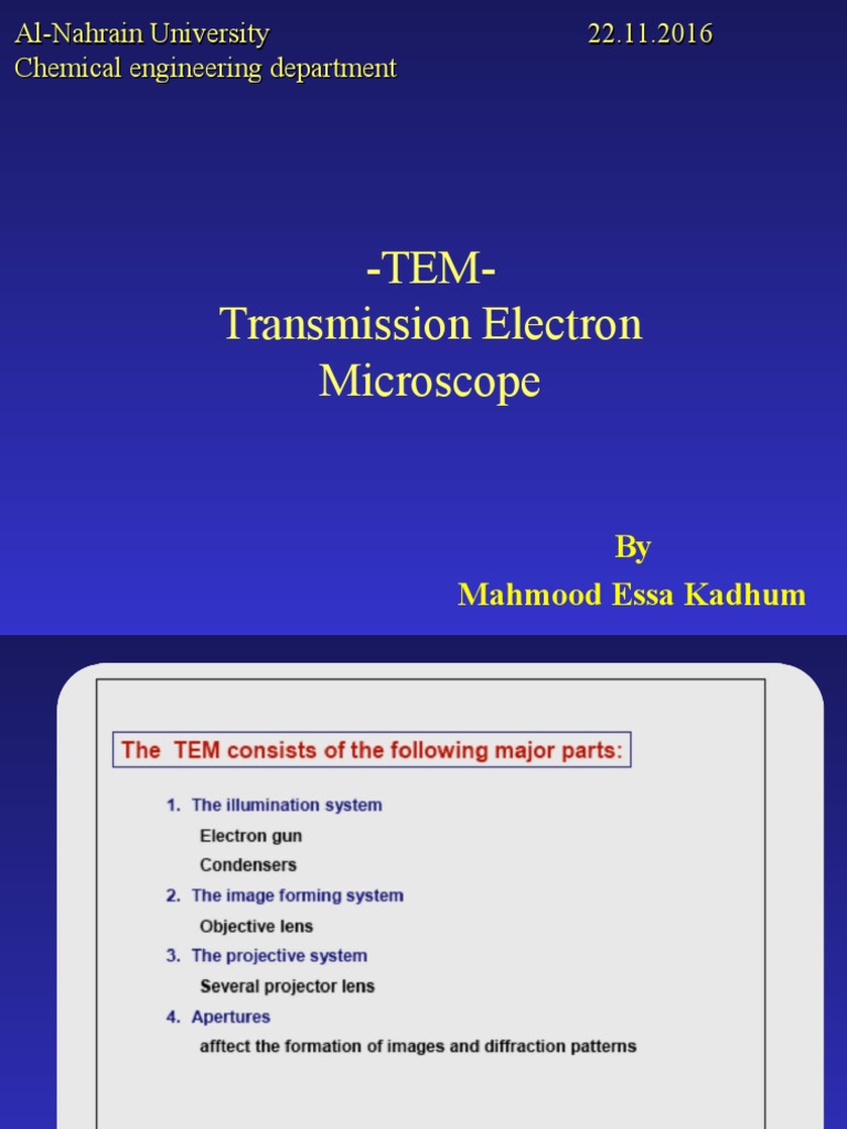 TEM-Transmission Electron Microscope: by Mahmood Essa Kadhum | PDF ...
