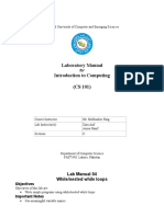 Laboratory Manual Introduction To Computing (CS 101) : Lab Manual 04 While/nested While Loops