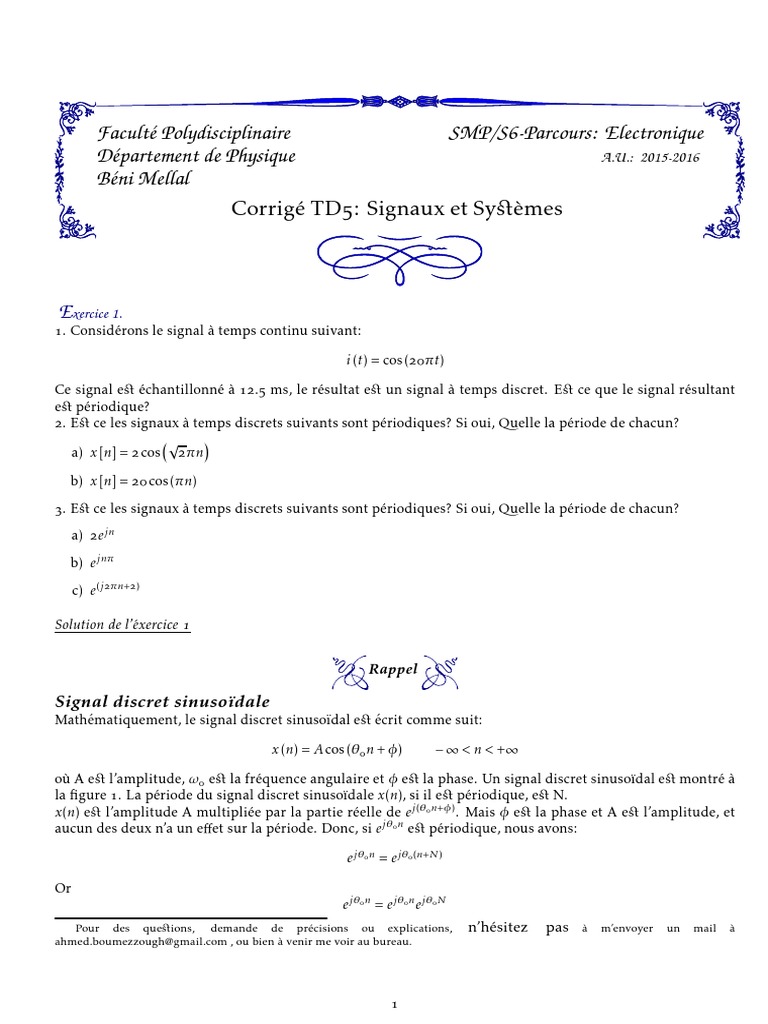 TD5 Corrige1 PDF | PDF | Concepts mathématiques | Objets mathématiques