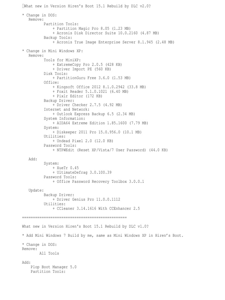 Hiren S Boot 15 1 Pdf Windows Registry Windows Xp